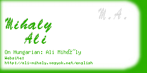 mihaly ali business card